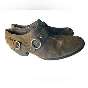 Vintage Aged Born Brown Leather Uppers Heeled Clog Slip On Shoes Women’s 10